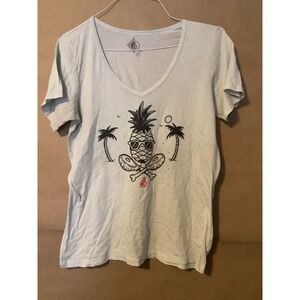 Volcom T Shirt Womens XLarge Short Sleeve Hawaii Pineapple